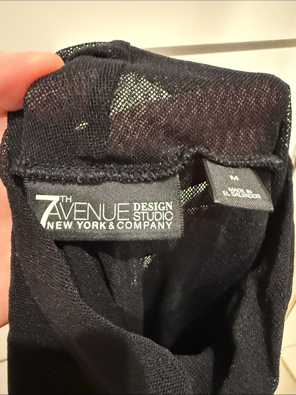 New York & Company Black Sheer Mock-Neck Short Sleeve top small - Picture 3 of 5